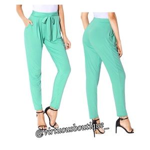 High Waist Belted Harem Pants
